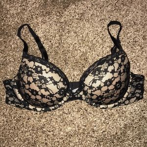 Aerie Ella Gel Black Lace Push Up Bra
